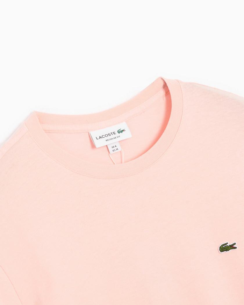 Camiseta Lacoste de algodón con cuello redondo para hombre rosa - ECRU