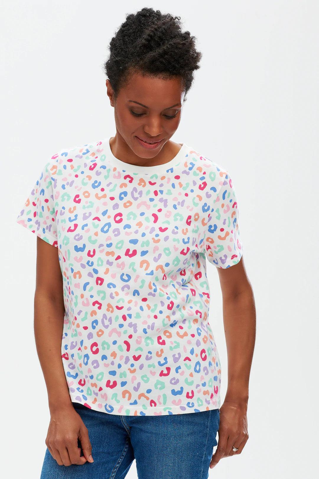 Camiseta Maggie Multi Pastel Leopard - ECRU