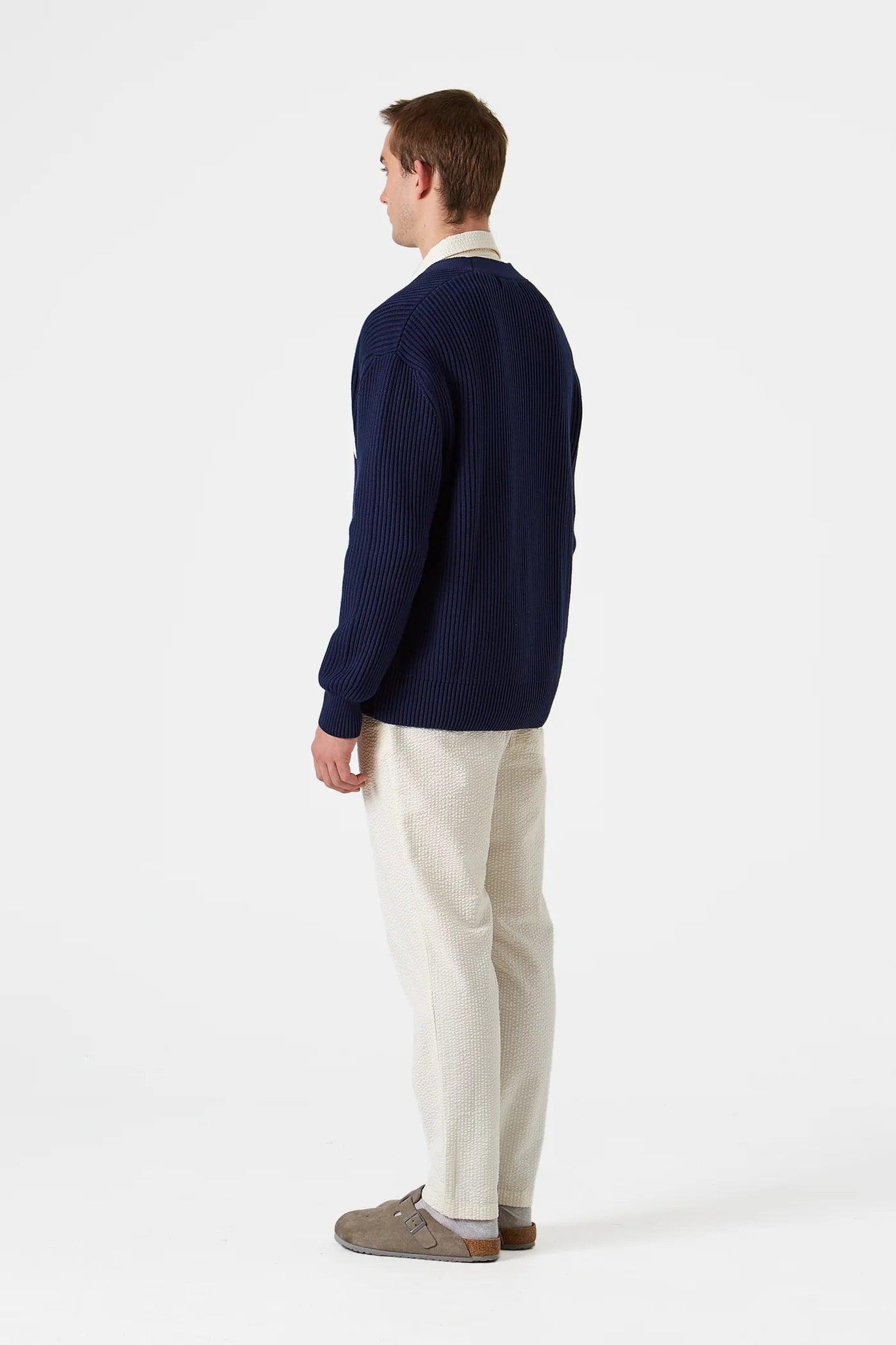 Cardigan Edmmond Over Plain Navy - ECRU