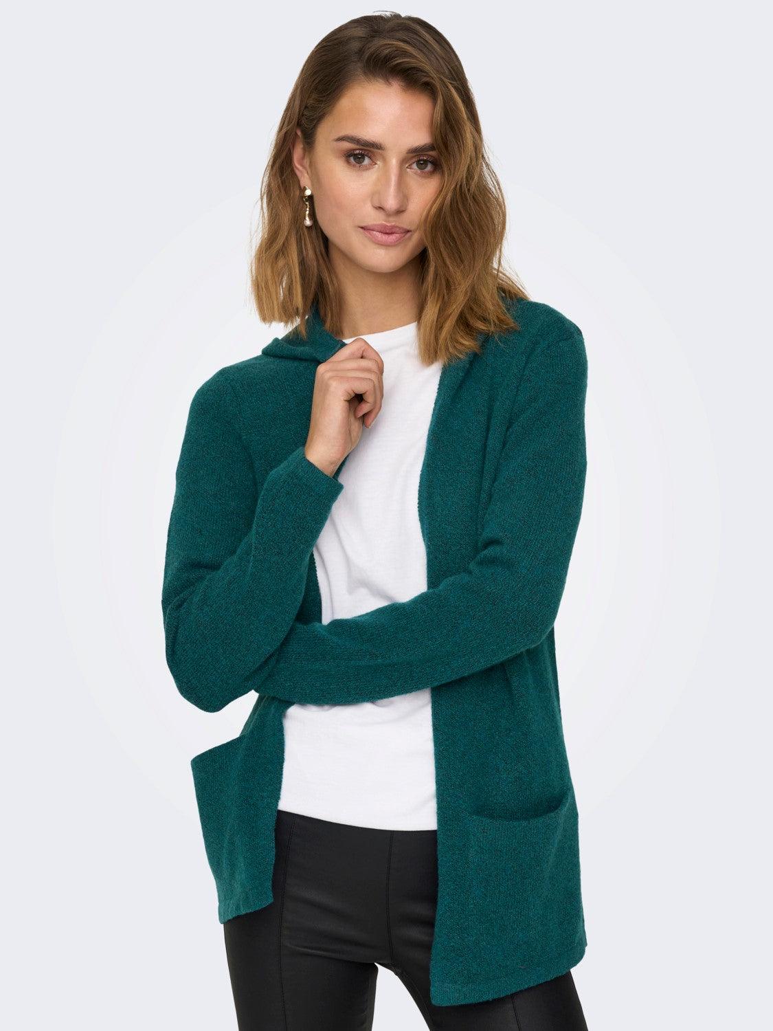 Cardigan Hood Brilliant Atlantic Deep - ECRU