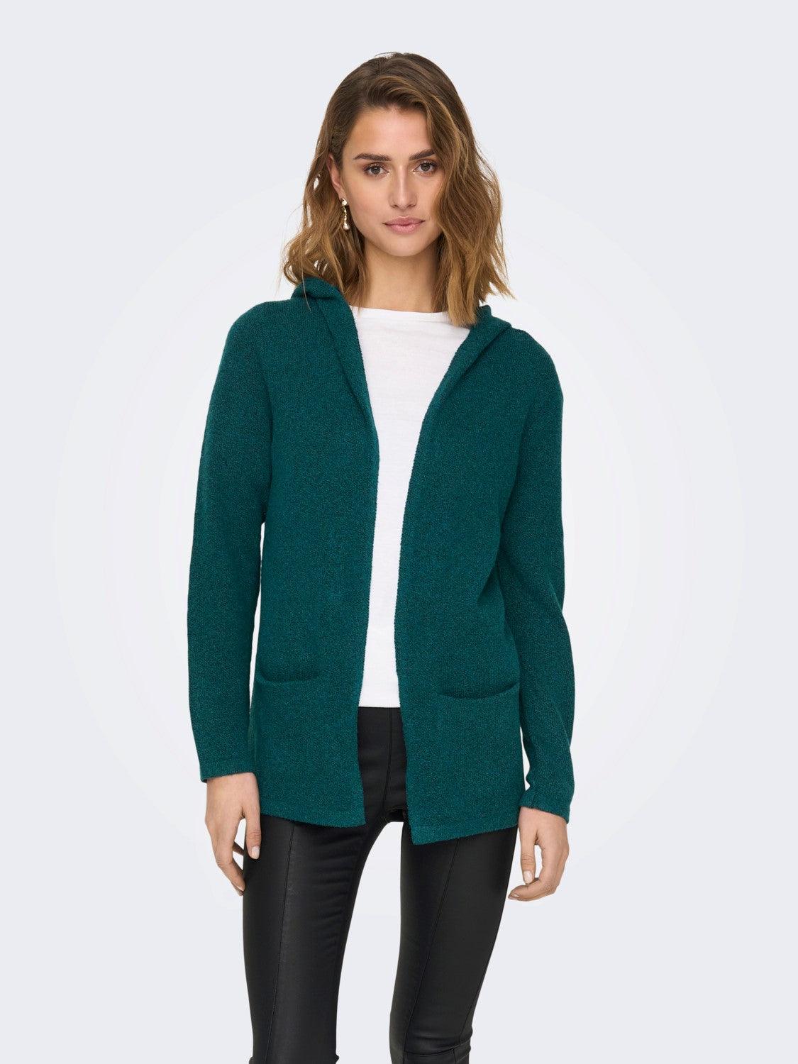 Cardigan Hood Brilliant Atlantic Deep - ECRU