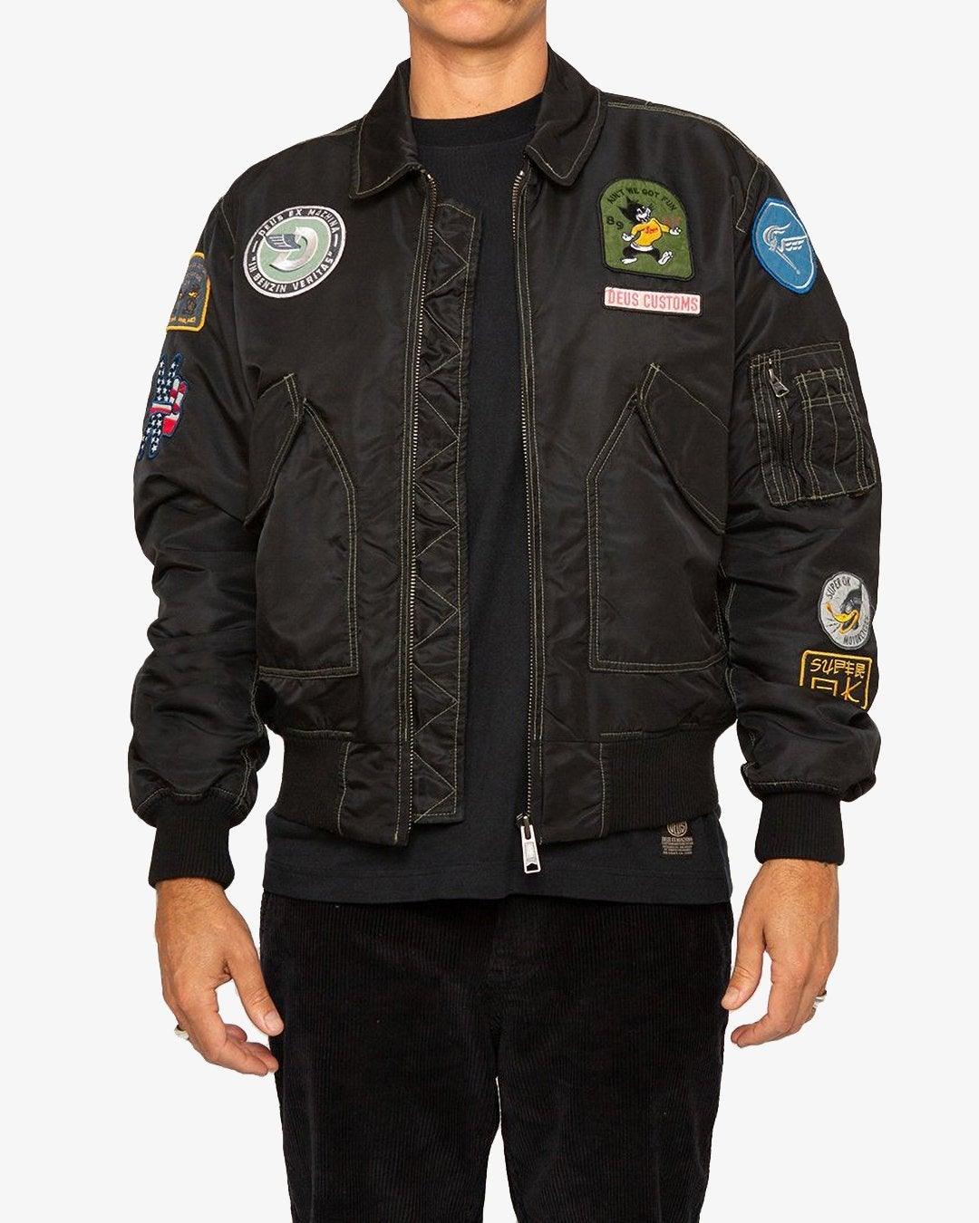 Chaqueta Bomber Flight Overdye Black - ECRU