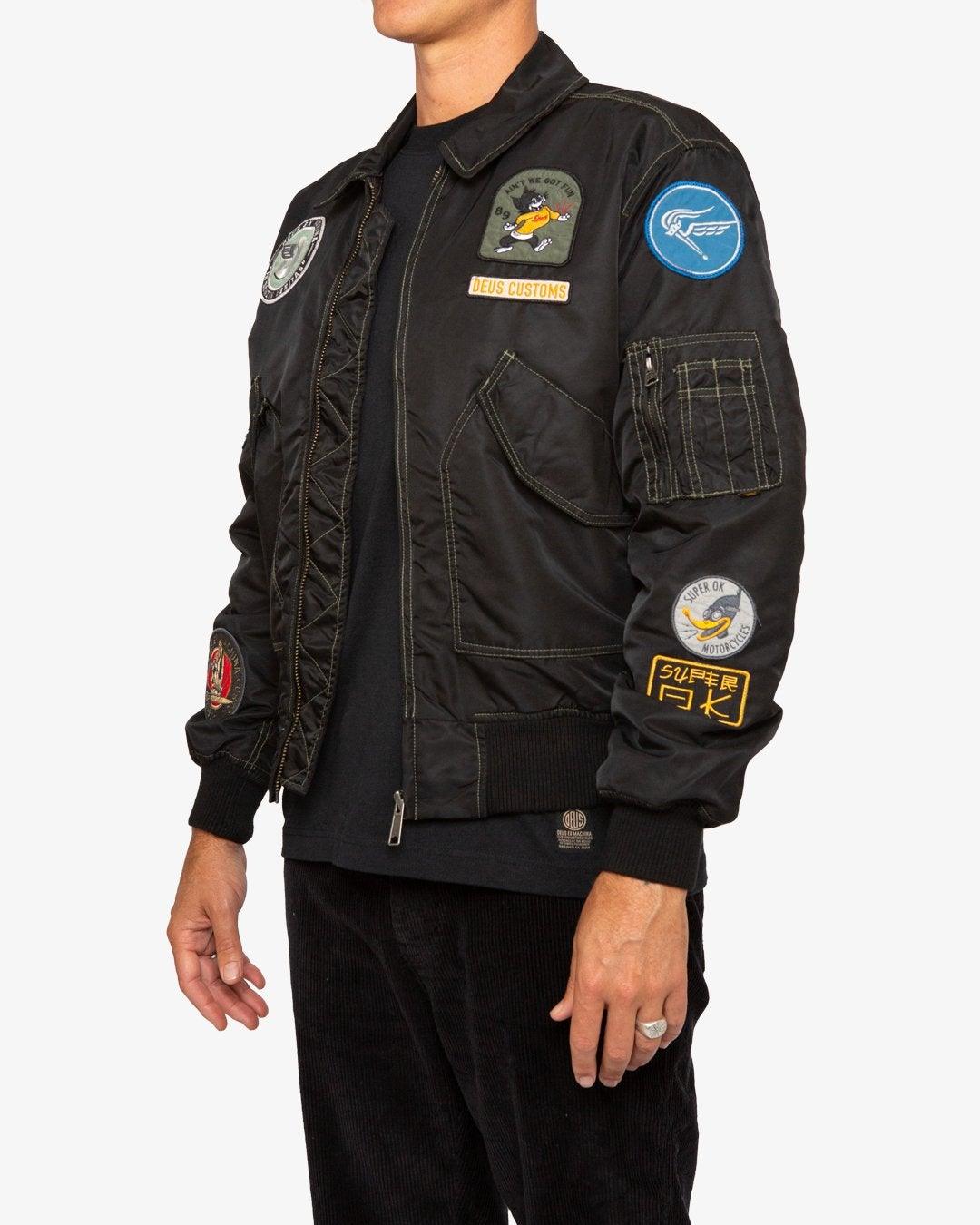 Chaqueta Bomber Flight Overdye Black - ECRU