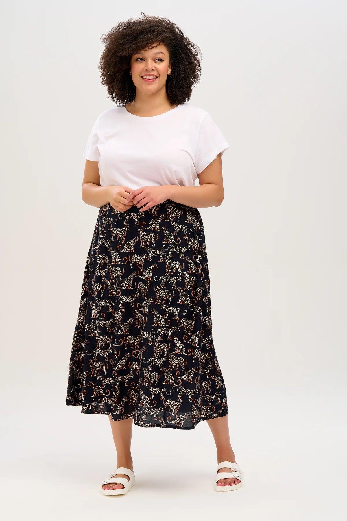 Falda Sugarhill Zora Black Leopard Spots - ECRU