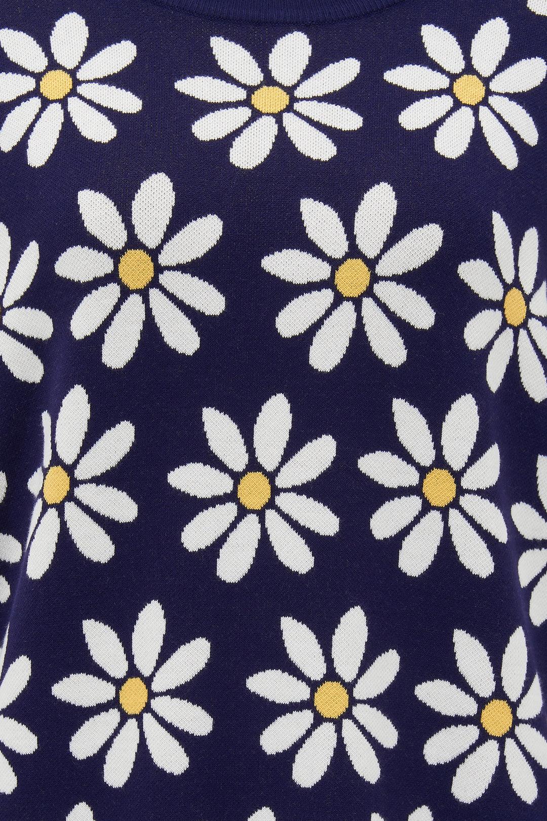 Jersey Myla Navy, Daisy Repeat - ECRU