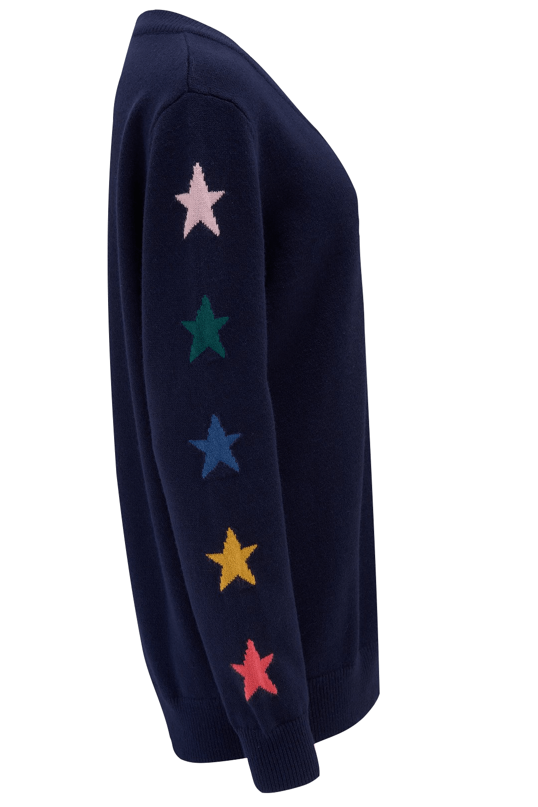 Jersey Renetta con cuello en V Azul marino, manga de estrella - ECRU