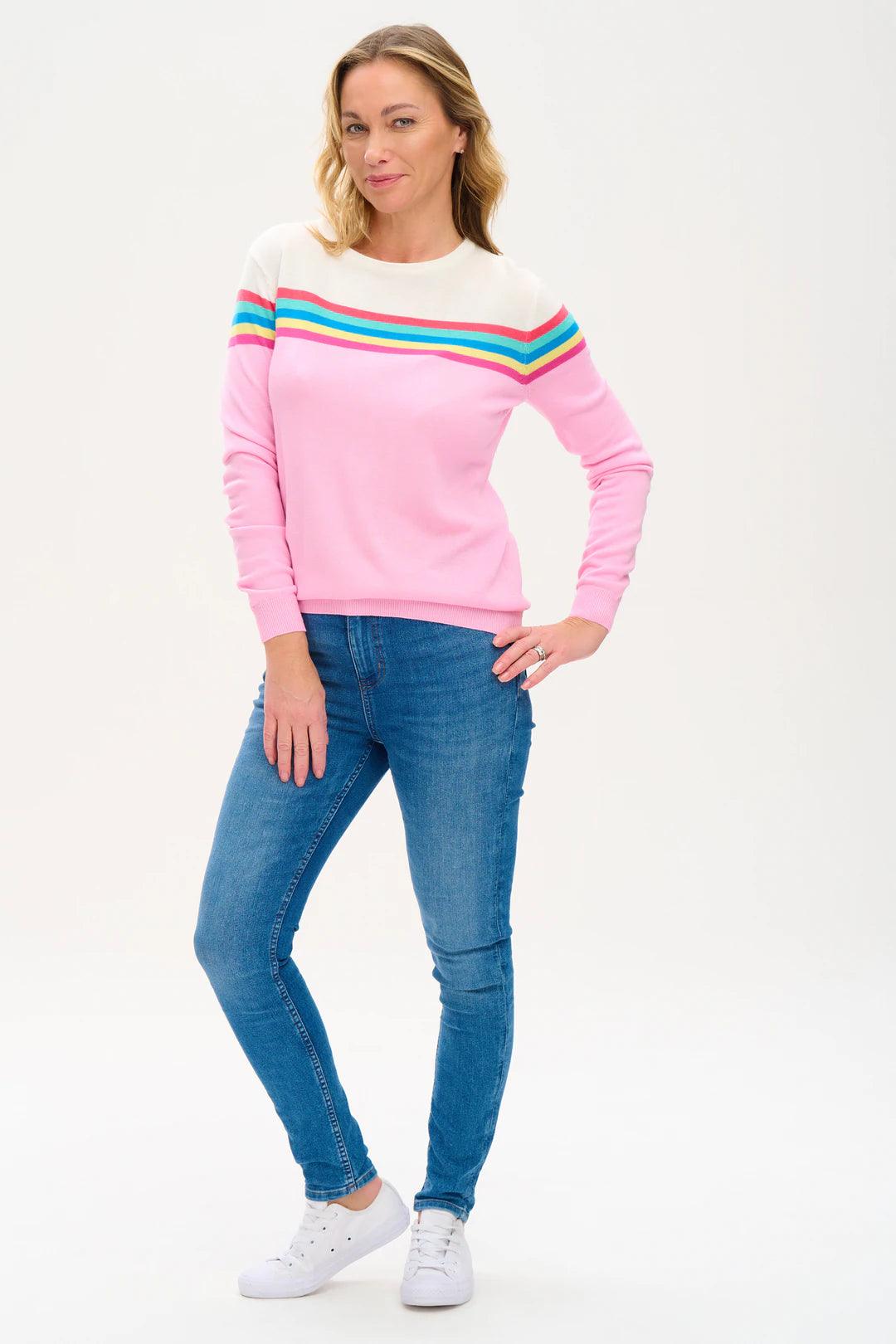 Jersey Rita Pink Rainbow Split - ECRU