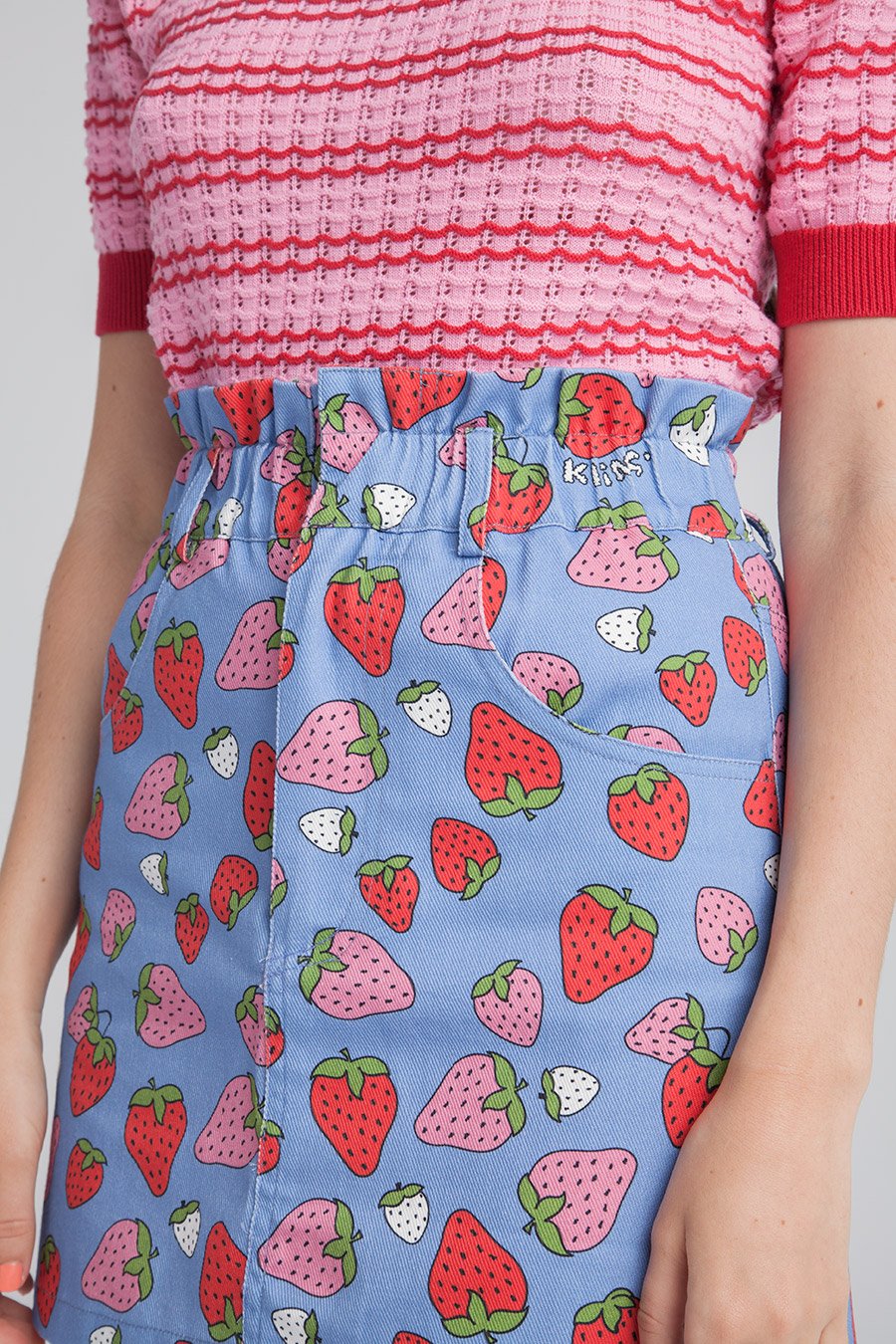 Minifalda Denim Fresas - ECRU