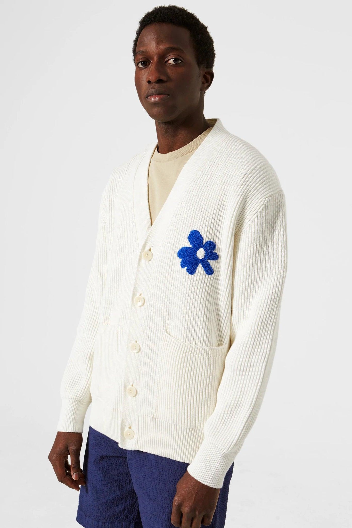 Over Cardigan Plain Off White - ECRU