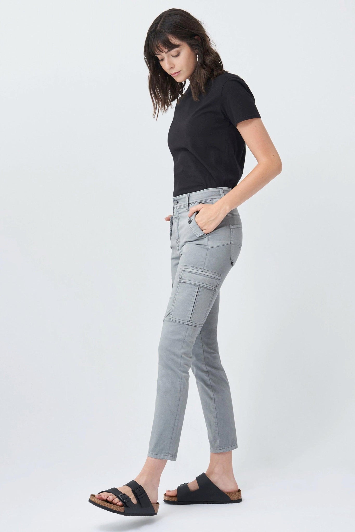 Pantalón Cargo Push In Secret Glamour Cropped Gris - ECRU