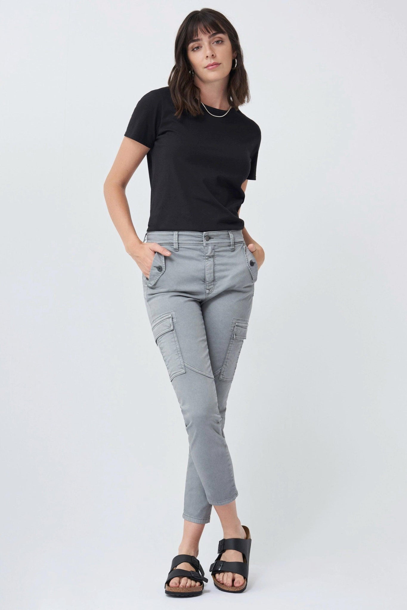 Pantalón Cargo Push In Secret Glamour Cropped Gris - ECRU