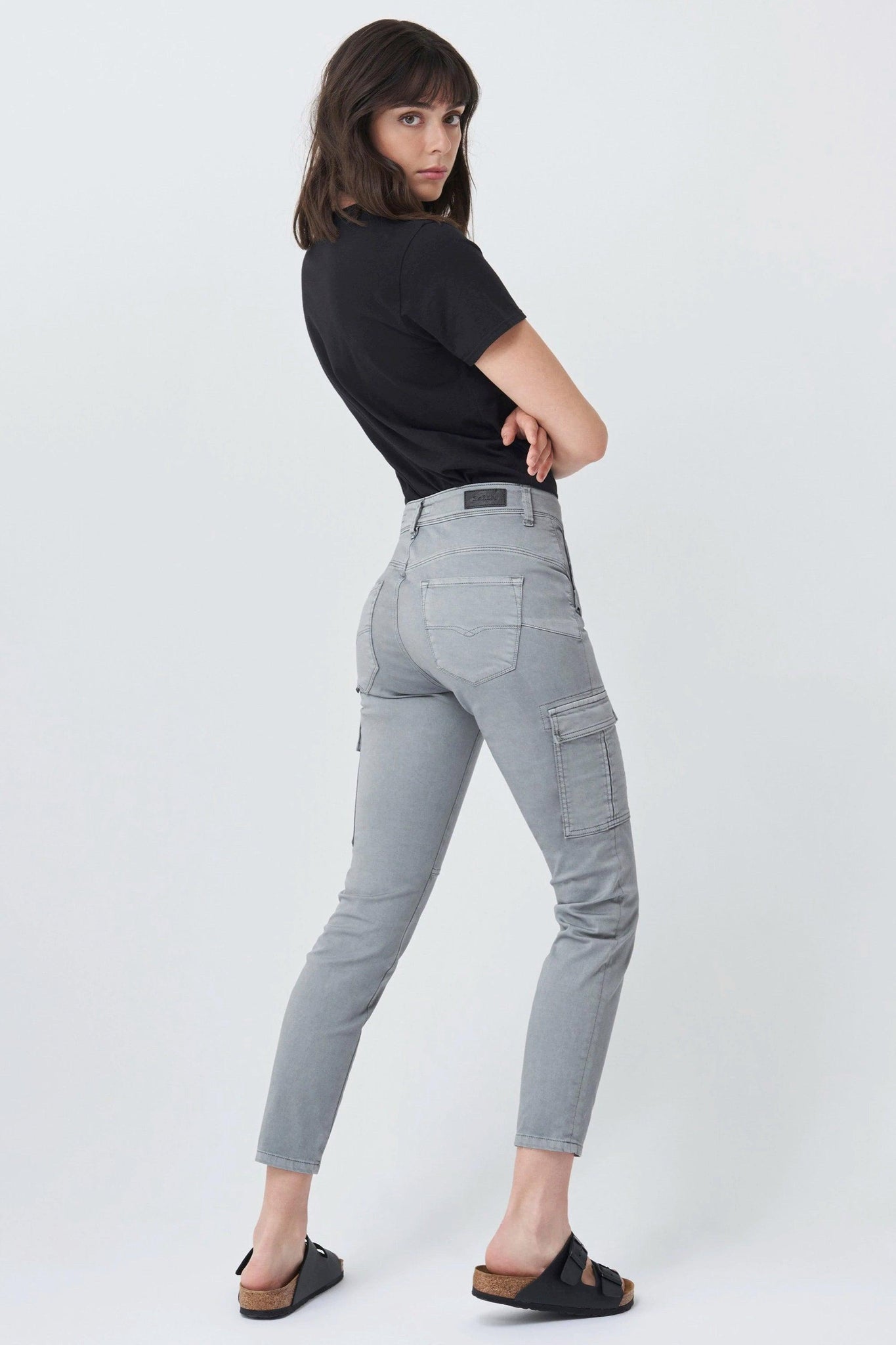 Pantalón Cargo Push In Secret Glamour Cropped Gris - ECRU