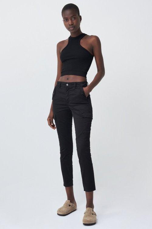 Pantalones Cargo Cropped Secret Glamour Negros - ECRU