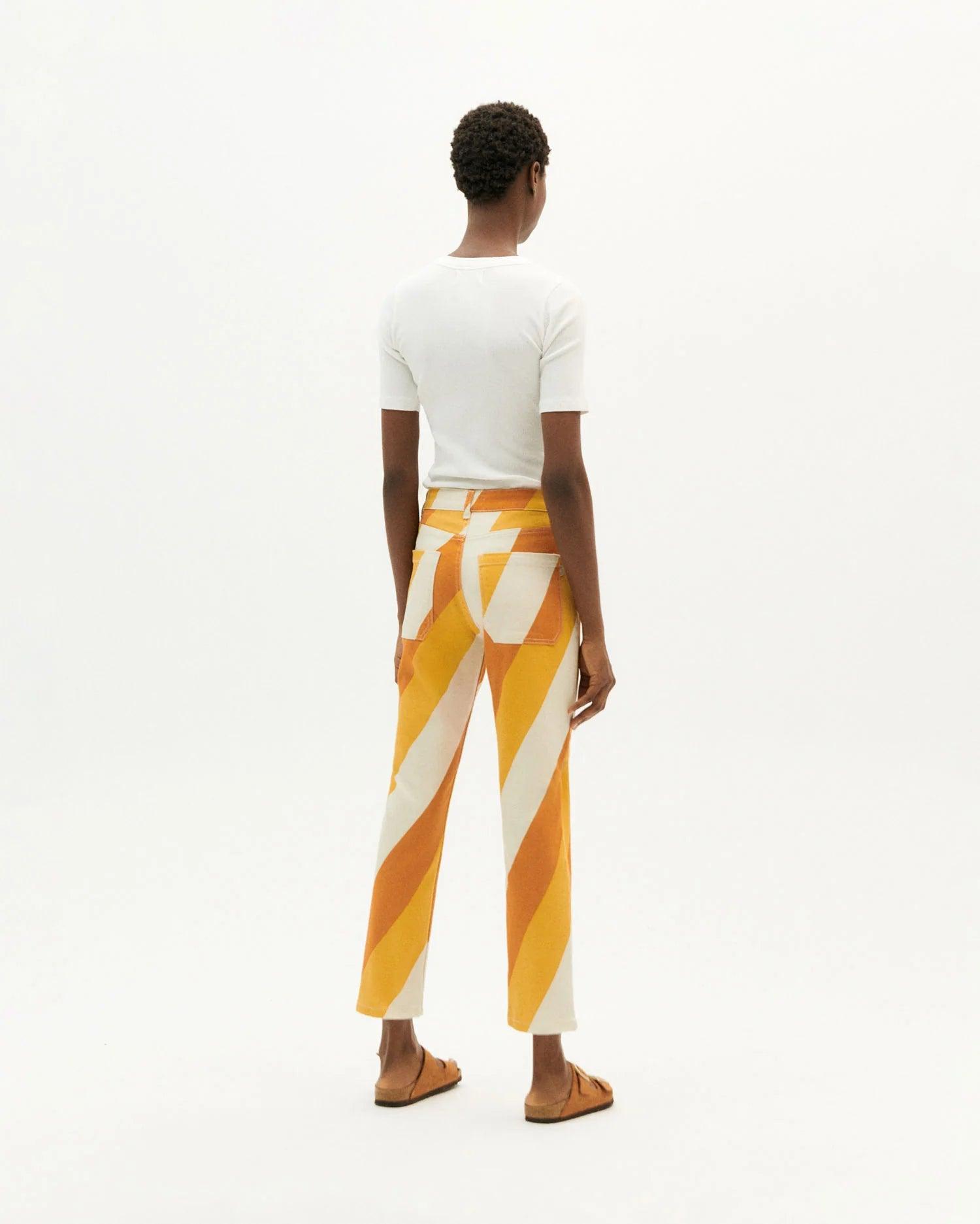 Pantalones Thinking Mu Nele Yellow Slash - ECRU