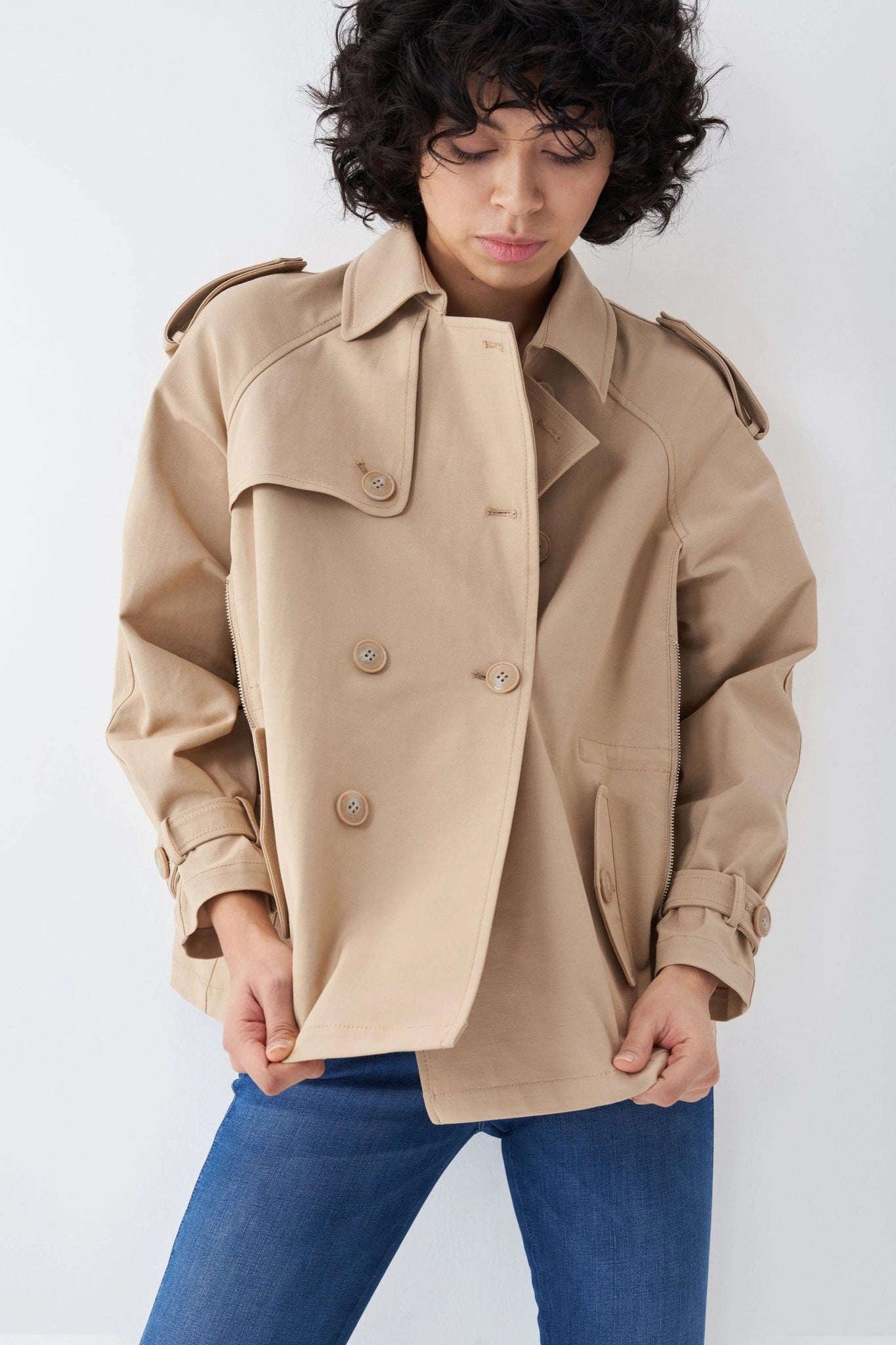 Parka con detalle de cremallera - ECRU