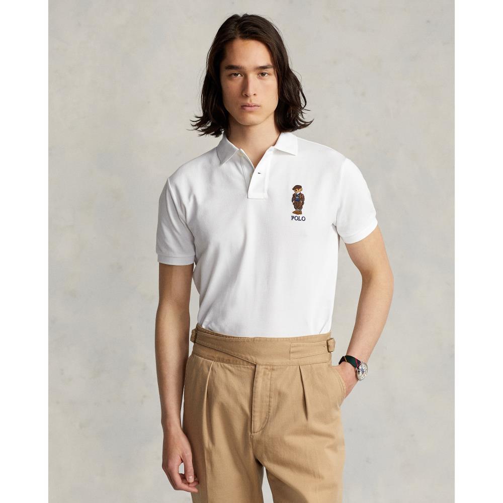 Polo Custom Slim Fit con Polo Bear - ECRU