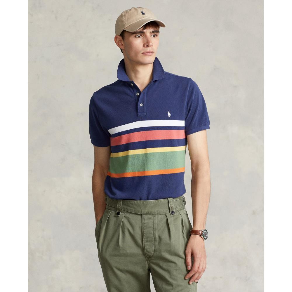 Polo de piqué Custom Slim Fit con rayas - ECRU