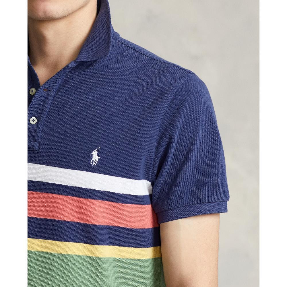 Polo de piqué Custom Slim Fit con rayas - ECRU