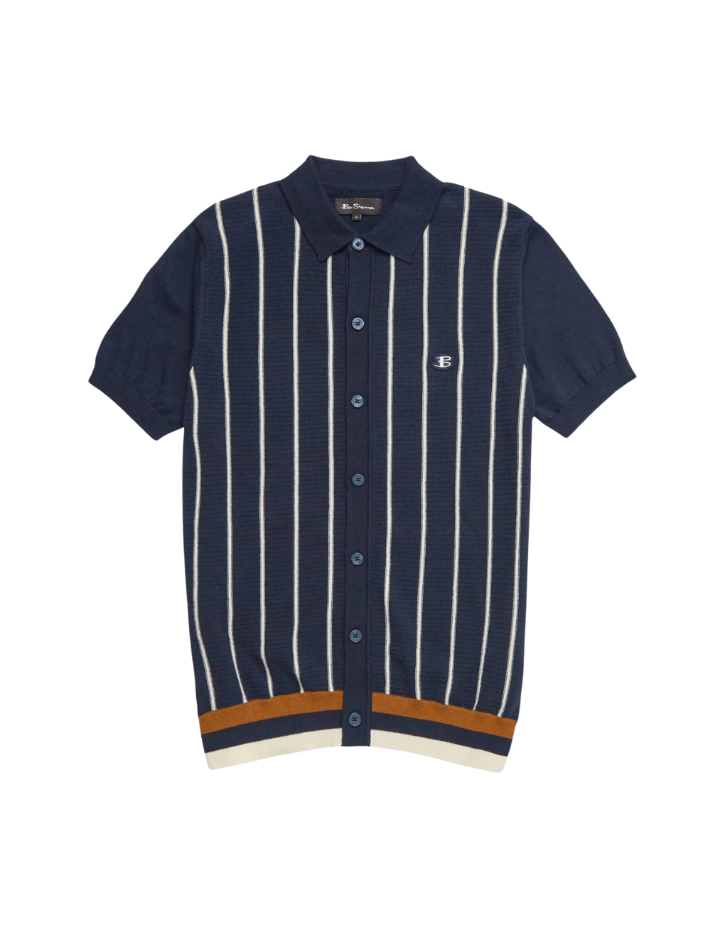 Polo Stripe Button Through - ECRU