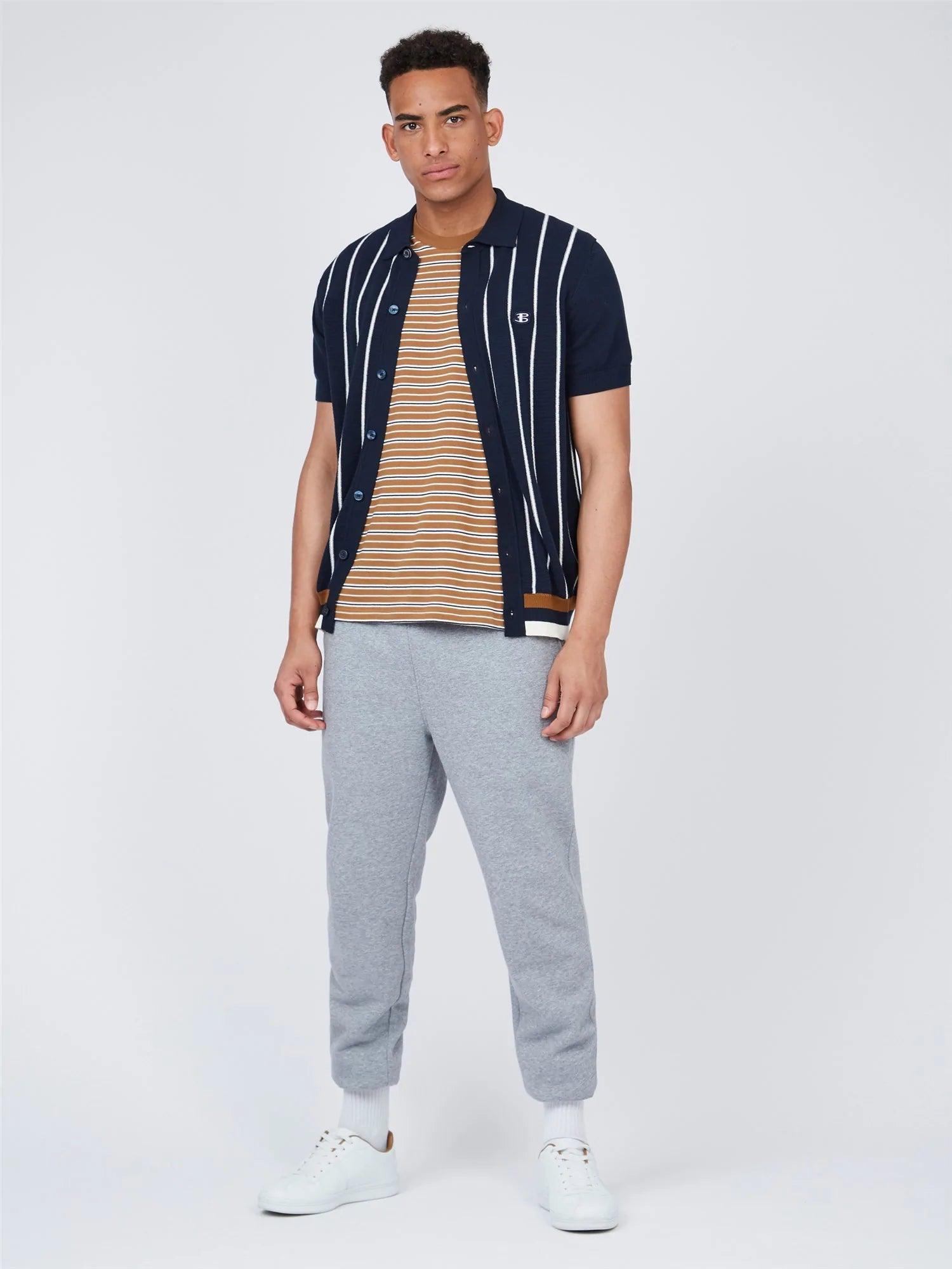 Polo Stripe Button Through - ECRU