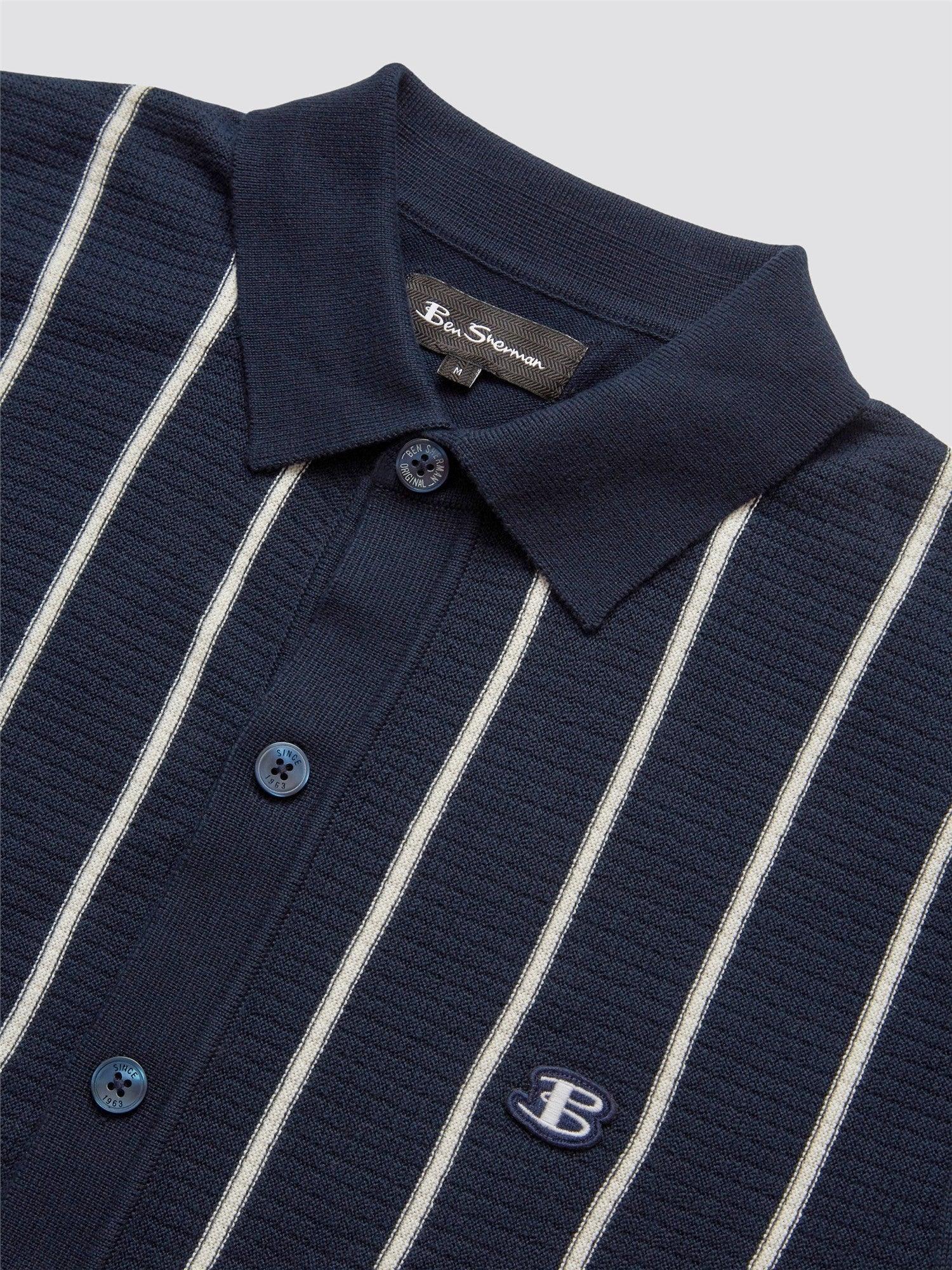 Polo Stripe Button Through - ECRU