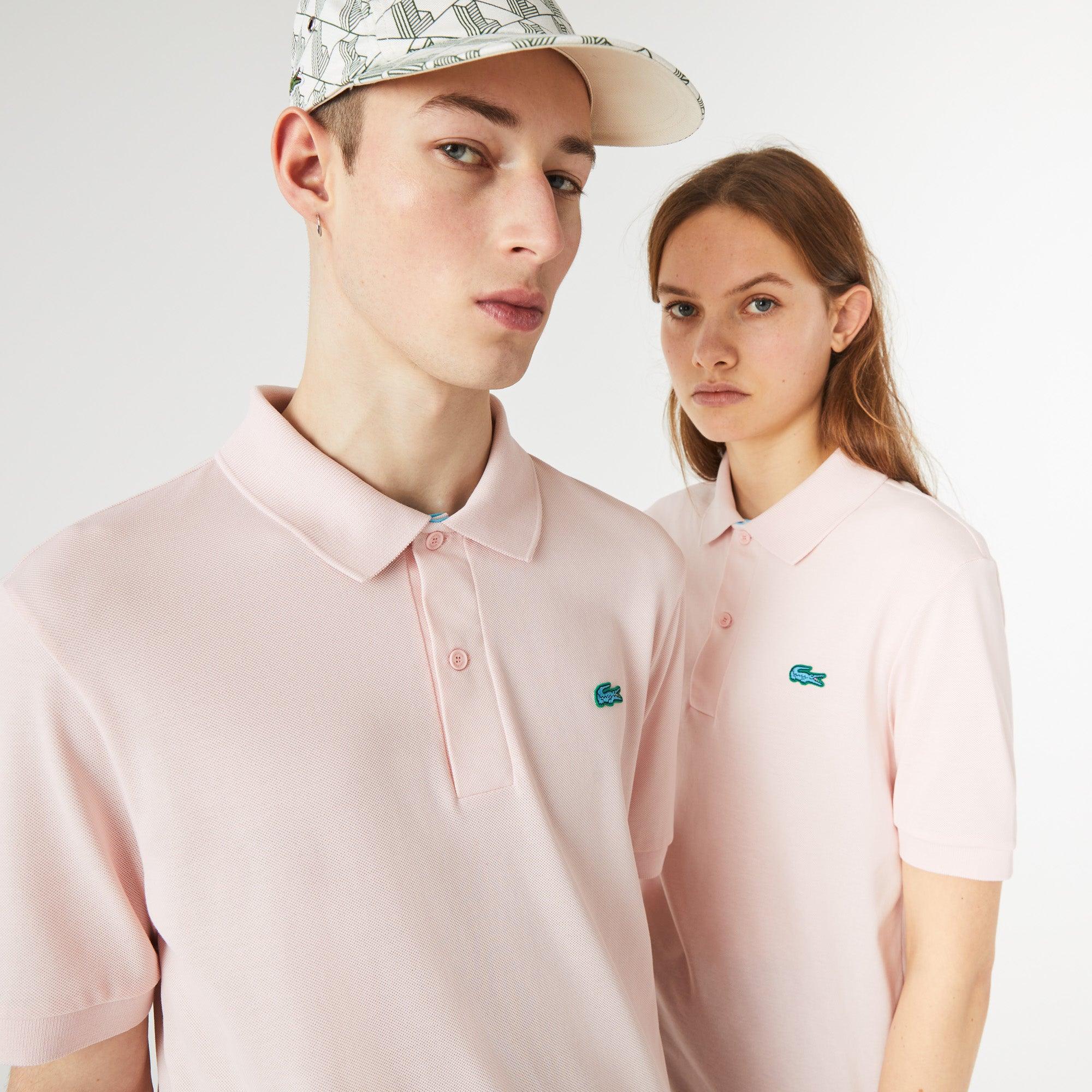 Polo unisex Lacoste L!VE relaxed fit en piqué de algodón stretch - ECRU