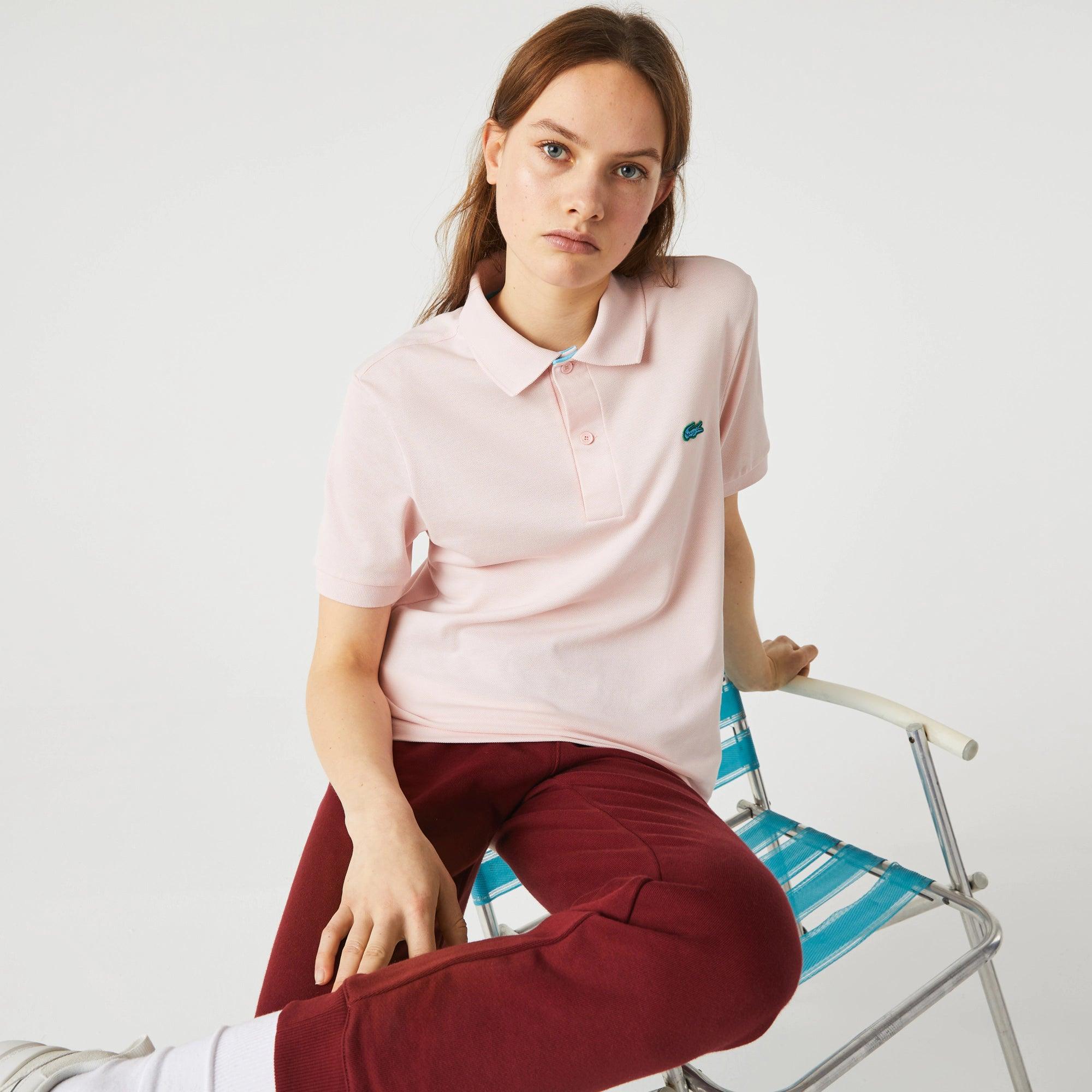 Polo unisex Lacoste L!VE relaxed fit en piqué de algodón stretch - ECRU