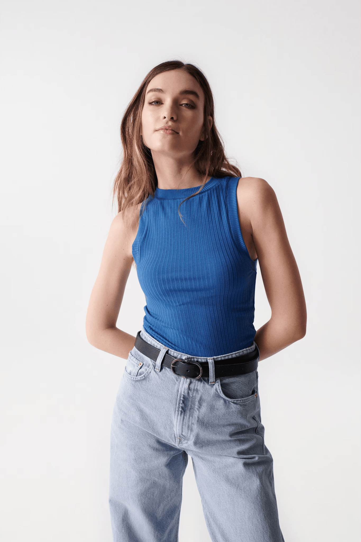 Top de Punto Salsa Jeans de Mujer con Cuello Halter - ECRU