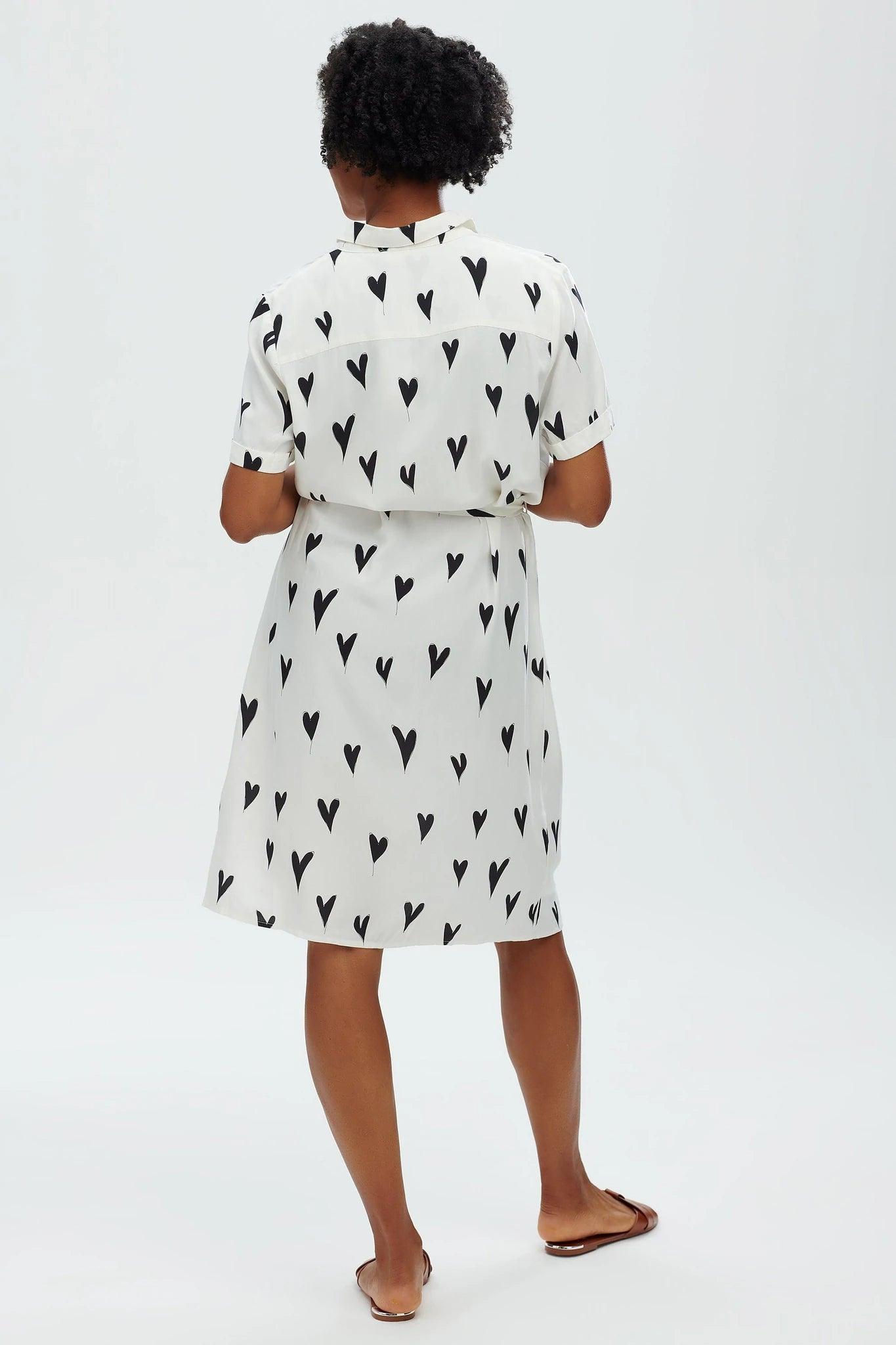 Vestido Camisero Justine Monochrome Hearts - ECRU