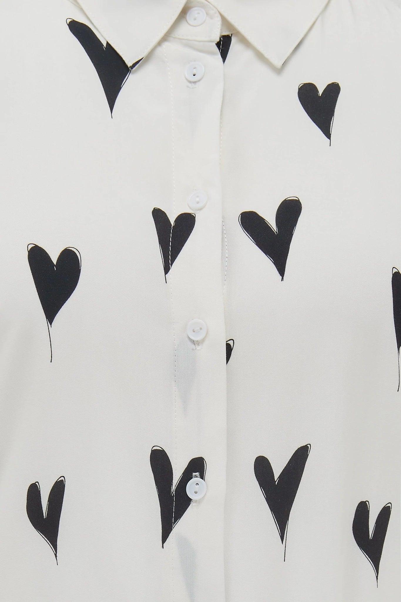 Vestido Camisero Justine Monochrome Hearts - ECRU