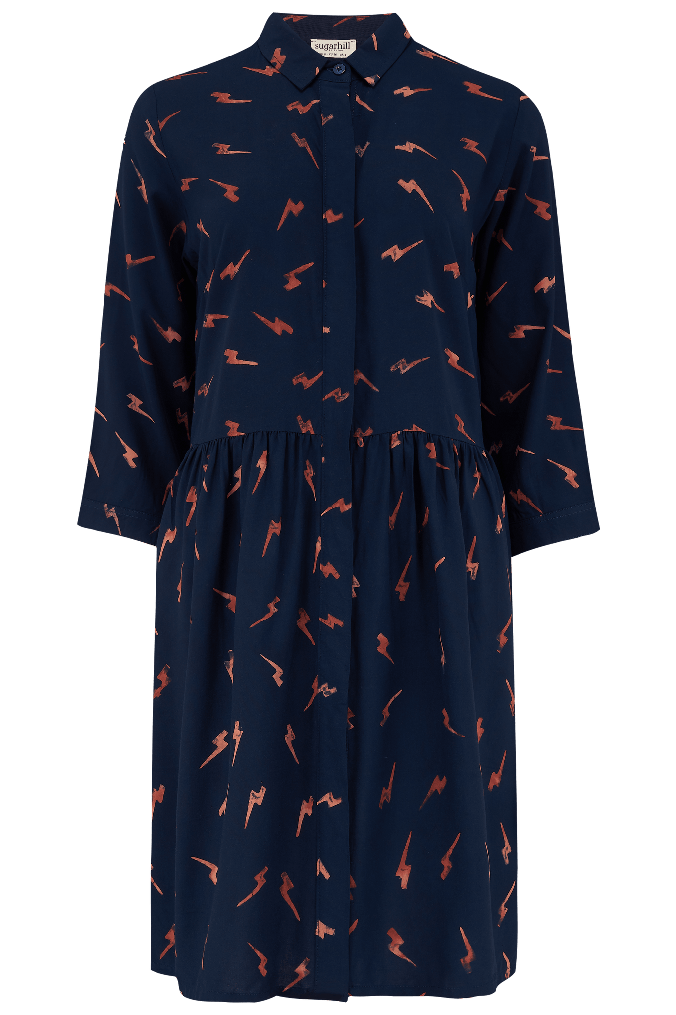 Vestido Camisero Nicky Smock Azul marino, Rust Lightning Batik - ECRU